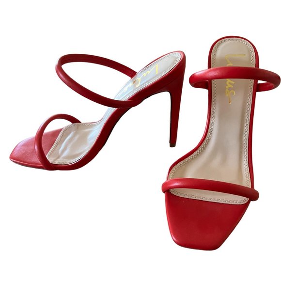 Lulu's Red Leather Heel Size 8 - Picture 1 of 5